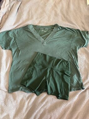 Aerie bike short and boyfriend tee set - size large both
